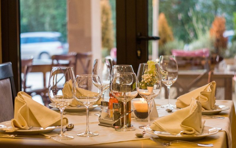 wine glasses on table