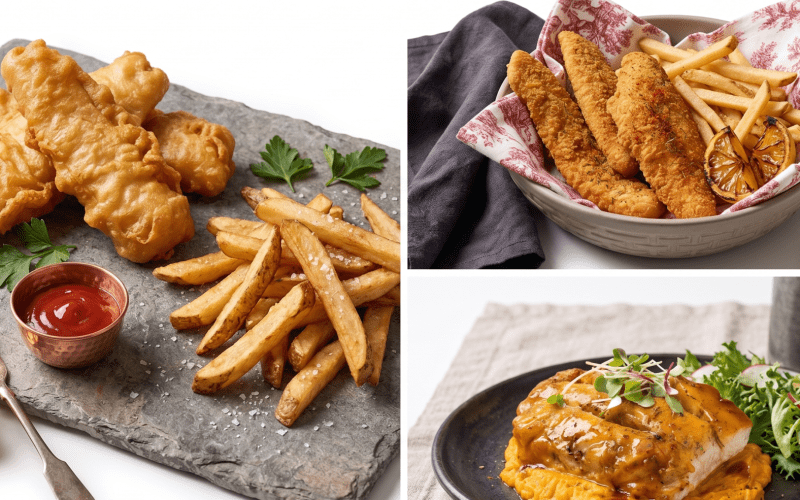 comparison between crunchy and glazed seafood coatings